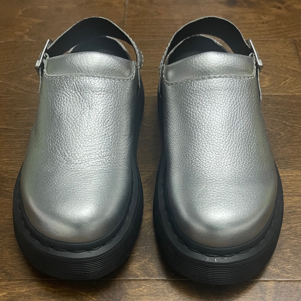 Dr. Martens Silver Slingback Mules
